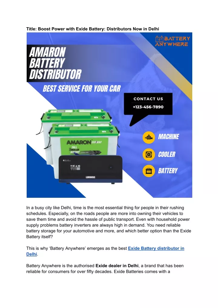 title boost power with exide battery distributors