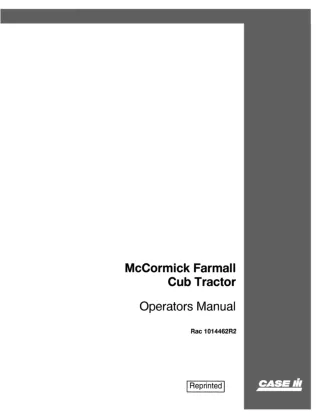 Case IH McCormick Farmall Cub Tractor Operator’s Manual Instant Download (Publication No.1014462R2)