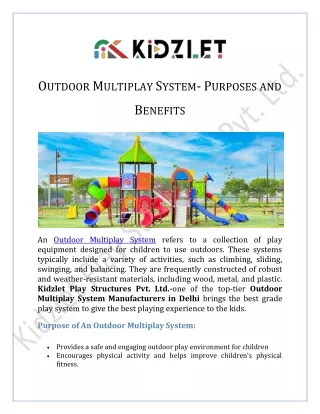 Outdoor Multiplay System- Purposes and Benefits