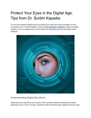 Protect Your Eyes in the Digital Age: Tips from Dr. Surbhi Kapadia