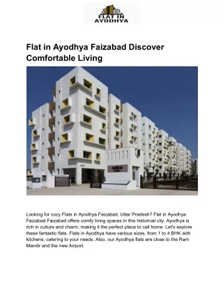 Flat in Ayodhya Faizabad Discover Comfortable Living