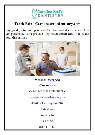 Tooth Pain  Carolinasmiledentistry.com