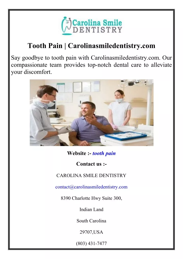 tooth pain carolinasmiledentistry com