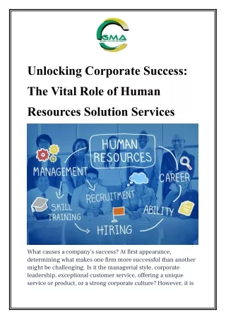 Unlocking Corporate Success The Vital Role of Human Resources Solution Services