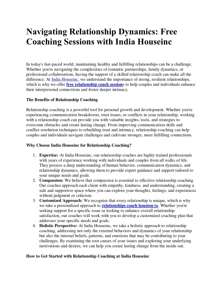 navigating relationship dynamics free coaching