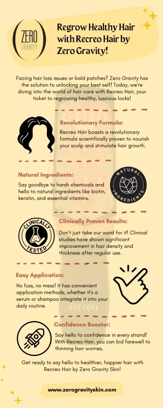 Regrow Healthy Hair with Recreo Hair by Zero Gravity!