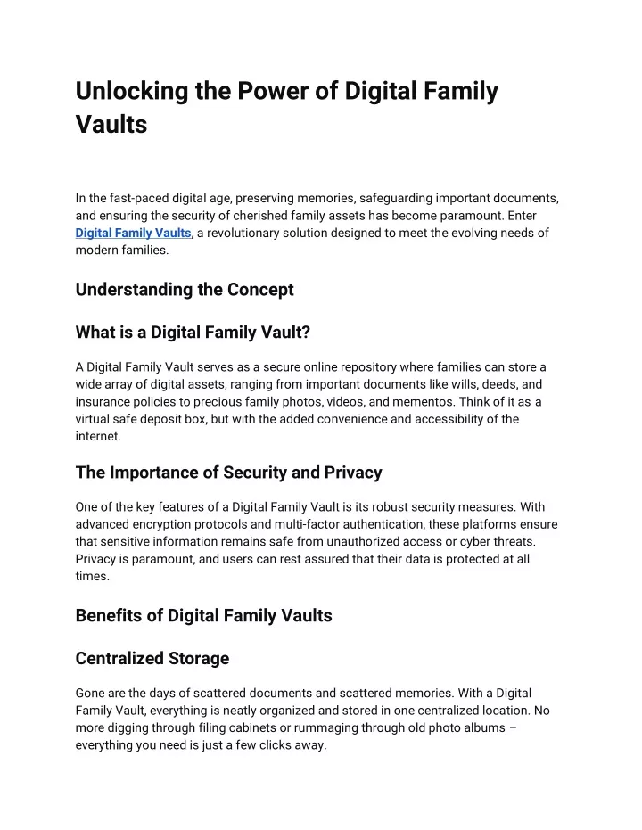 unlocking the power of digital family vaults