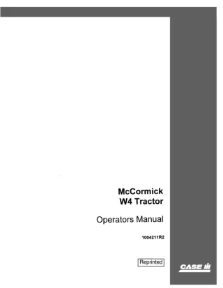 Case IH McCormick W4 Tractor Operators Manual Instant Download (Publication No.1004211R2)