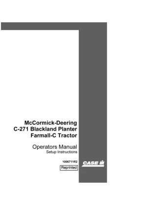 Case IH McCormick-Deering C-271 Blackland Planter Farmall-C Tractor Operator’s Manual Instant Download (Publication No.1