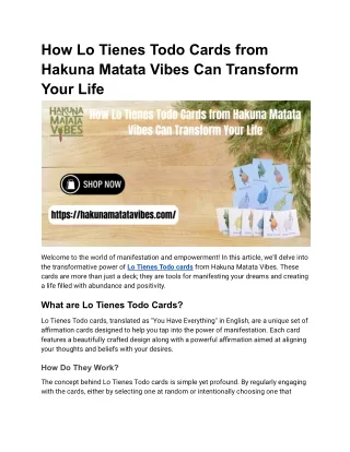 Manifest Your Dreams_ How Lo Tienes Todo Cards from Hakuna Matata Vibes Can Transform Your Life