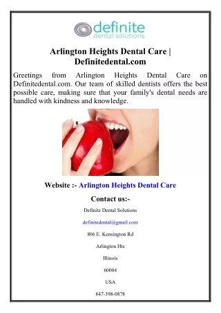 Arlington Heights Dental Care  Definitedental.com