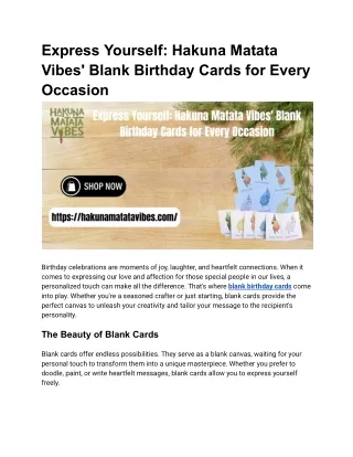 Express Yourself_ Hakuna Matata Vibes' Blank Birthday Cards for Every Occasion