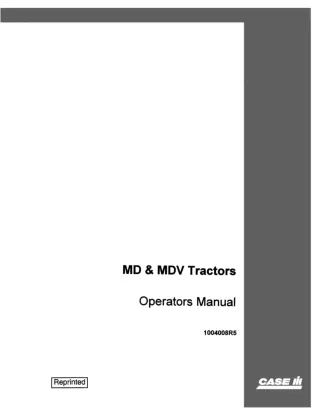 Case IH MD & MDV Tractors Operator’s Manual Instant Download (Publication No.1004008R5)