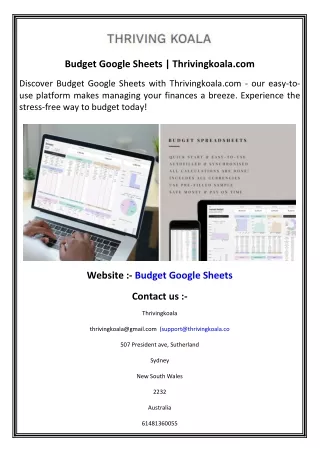 Budget Google Sheets   Thrivingkoala.com