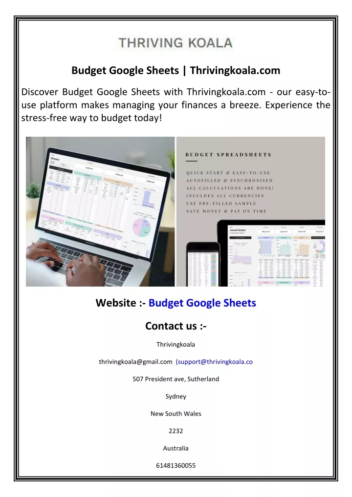 budget google sheets thrivingkoala com