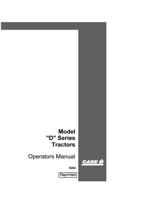 Case IH Model D Series Tractors Operator’s Manual Instant Download (Publication No.5294)