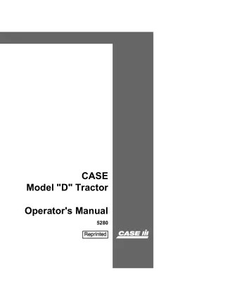 Case IH Model D Tractor Operator’s Manual Instant Download (Publication No.5280)