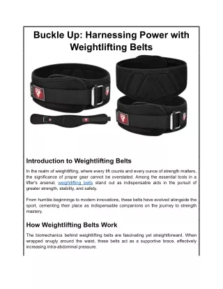 Buckle Up: Harnessing Power with Weightlifting Belts