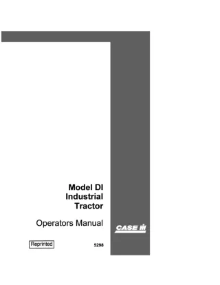 Case IH Model DI Industrial Tractor Operator’s Manual Instant Download (Publication No.5298)