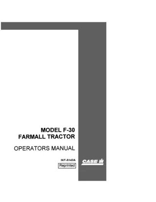Case IH Model F-30 Farmall Tractor Operator’s Manual Instant Download (Publication No.INT-5142A)