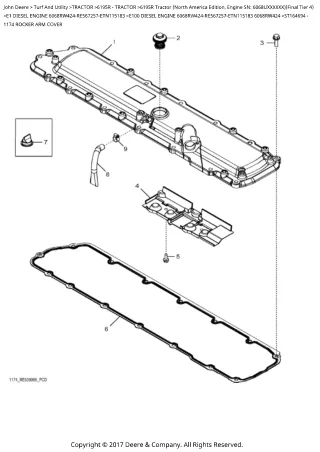 John Deere 6195R Tractor (North America Edition) (Final Tier 4) Parts Catalogue Manual (PC4844)