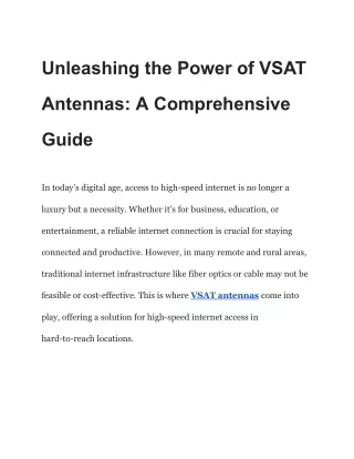 Unleashing the Power of VSAT Antennas_ A Comprehensive Guide