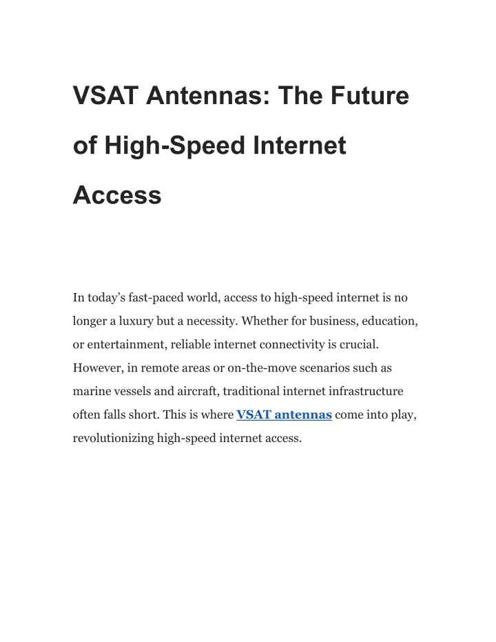 vsat antennas the future