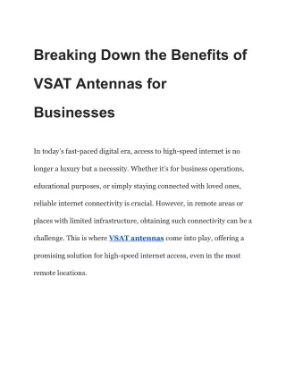 Breaking Down the Benefits of VSAT Antennas for Businesses