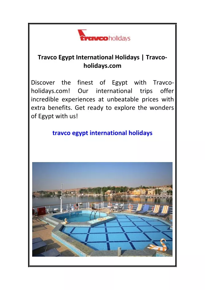 travco egypt international holidays travco