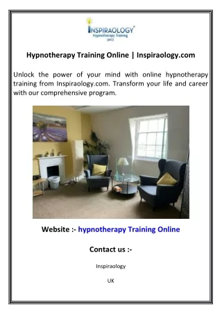 Hypnotherapy Training Online   Inspiraology.com
