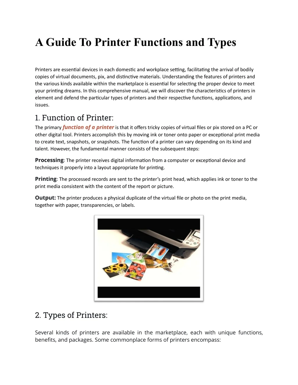PPT - A Guide To Printer Functions and Types PowerPoint Presentation ...
