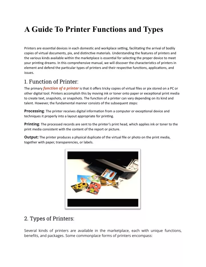 a guide to printer functions and types