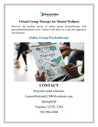 Virtual Group Therapy for Mental Wellness1