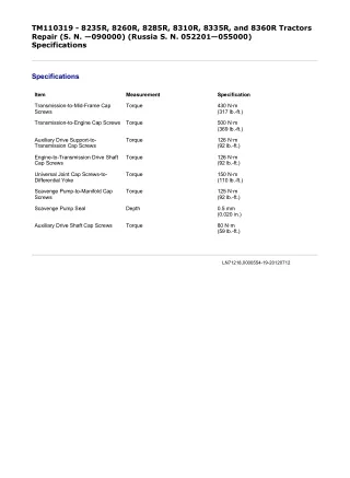 John Deere 8260R Tractors Service Repair Technical Manual (TM110319)