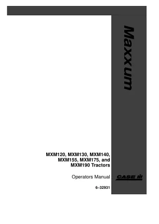 Case IH MXM120 MXM130 MXM140 MXM155 MXM175 and MXM190 Tractors Operator’s Manual Instant Download (Publication No.6-3293