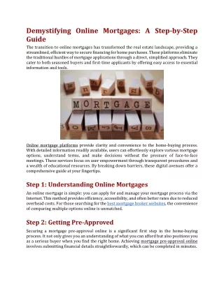 Demystifying Online Mortgages A Step-by-Step Guide