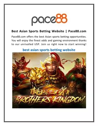 Best Asian Sports Betting Website  Pace88