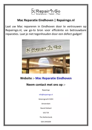 Mac Reparatie Eindhoven   Repairngo.nl