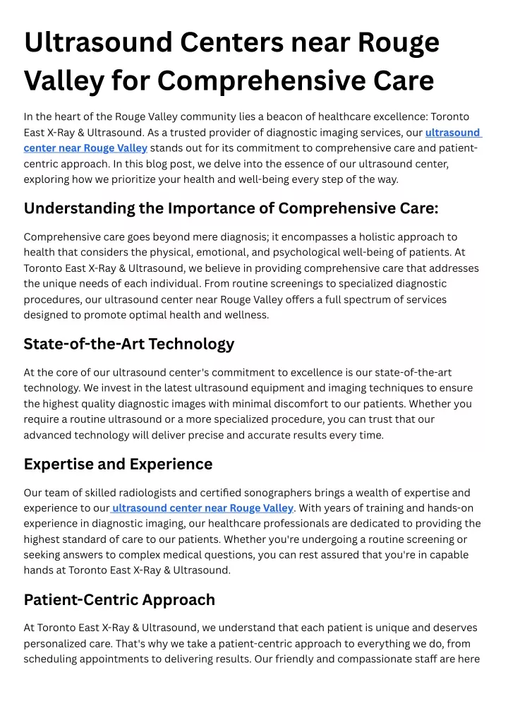 ultrasound centers near rouge valley