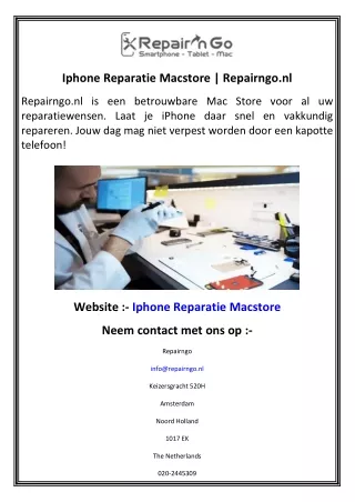 Iphone Reparatie Macstore    Repairngo.nl