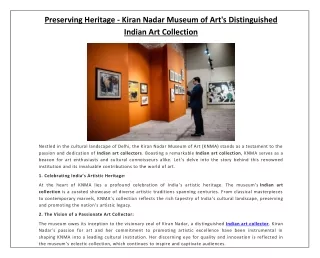 Preserving Heritage - Kiran Nadar Museum of Art's Distinguished Indian Art