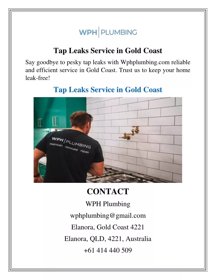 tap leaks service in gold coast