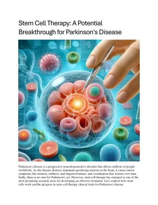 Stem cell therapy for Parkinsons disease in Canada