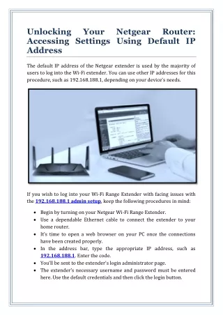 Unlocking Your Netgear Router: Accessing Settings Using Default IP Address
