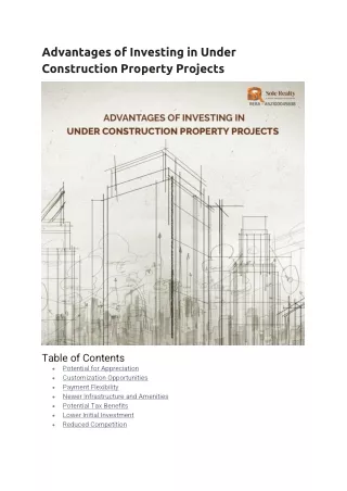 Advantages of Investing in Under Construction Property Projects