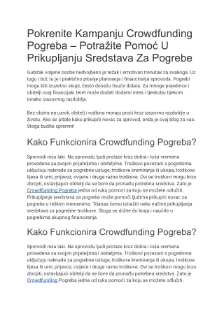 Pokrenite Kampanju Crowdfunding Pogreba – Potražite Pomoć U Prikupljanju Sredstava Za Pogrebe