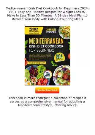 Download⚡(PDF)❤ Mediterranean Dish Diet Cookbook for Beginners 2024: 140+ E