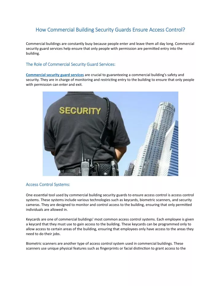 how commercial building security guards ensure