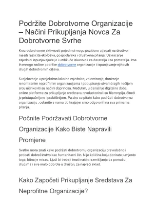 Podržite Dobrotvorne Organizacije – Načini Prikupljanja Novca Za Dobrotvorne Svrhe (1)