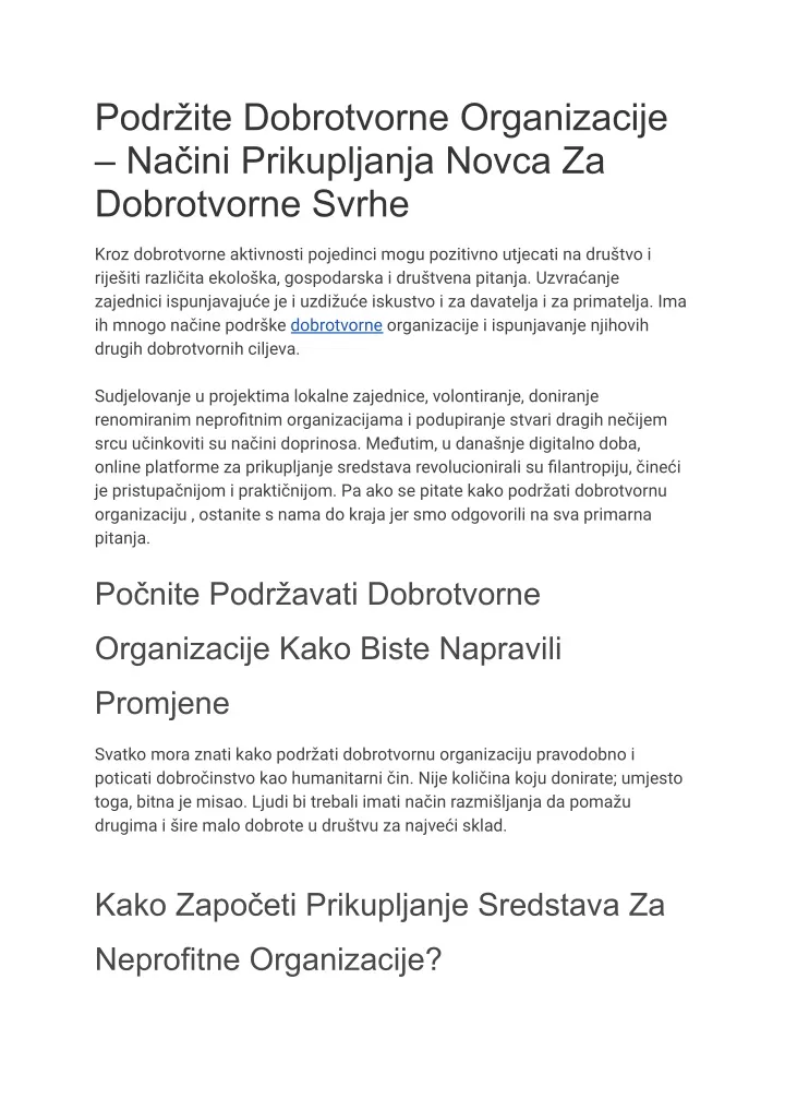 podr ite dobrotvorne organizacije